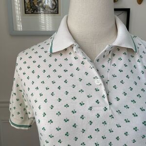 Vintage 80s Reed Hunter Shamrock Cropped Polo Shirt S M